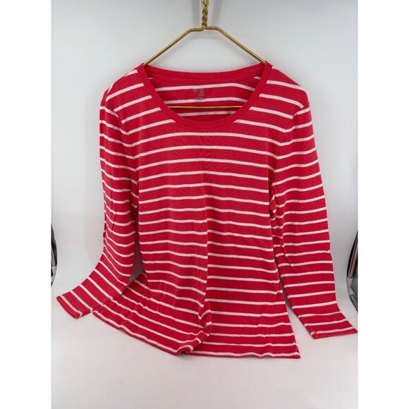 Gap Womens Striped Long Sleeve Tees XXL Cotton & Modal Blend Red/Pink & Teal - Picture 2 of 9